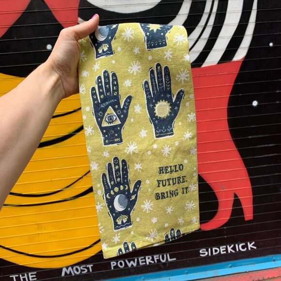 Hello Future Bring It Mystical Hand Dish Cloth Towel | All-Over Astrology Desig - Picture 5 of 6